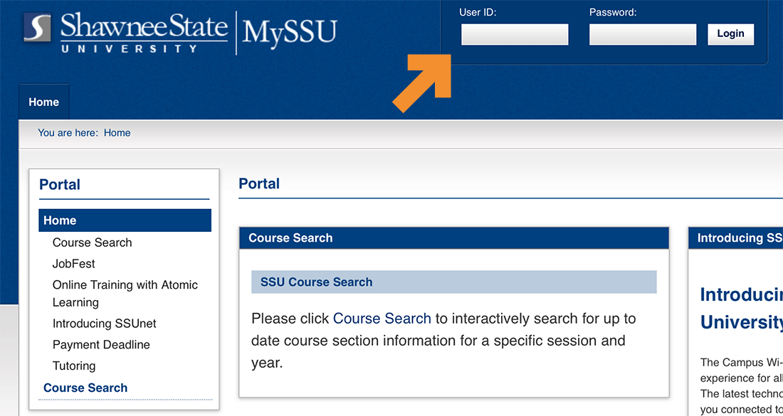 Login to MySSU Student Business Center at Shawnee State