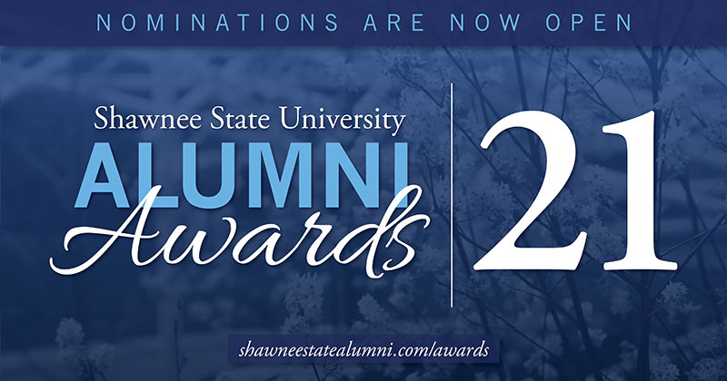 Graphic with the text "Alumni Awards 21"