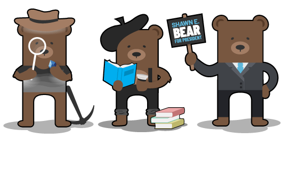 illustration of bears representing different careers