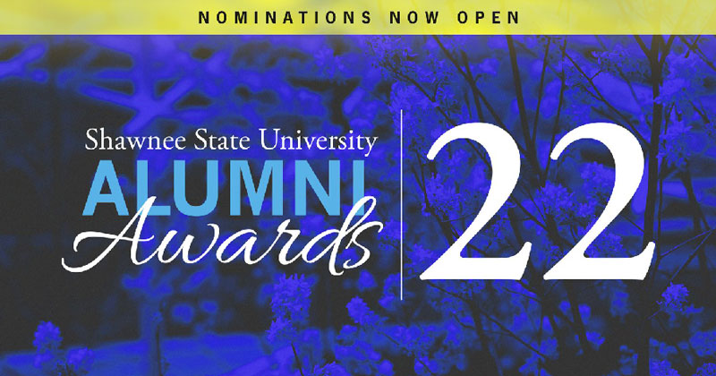 graphic with the text "Alumni Awards 22"