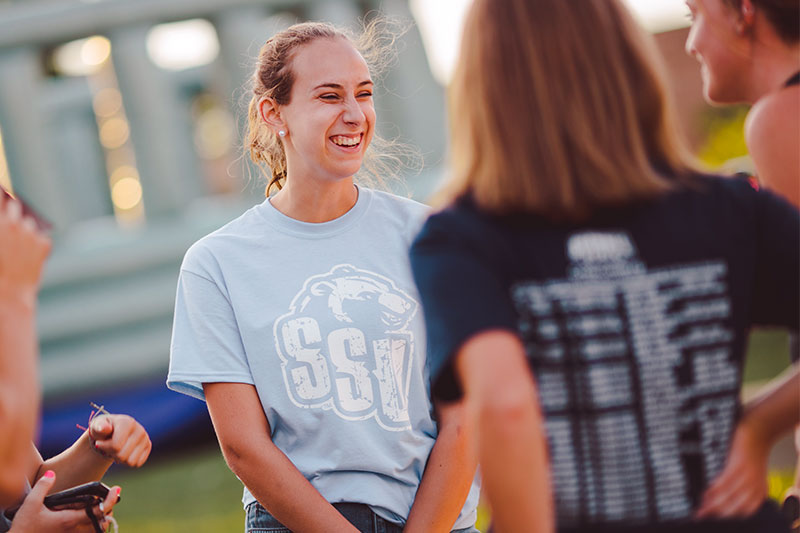 students gathered on campus