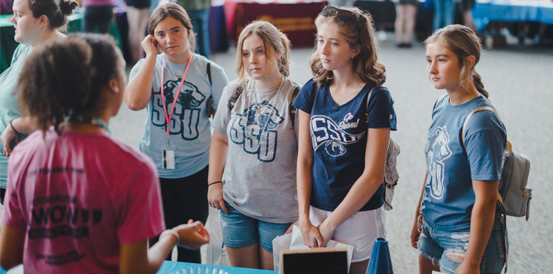 group of students talking