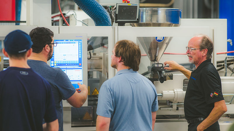 students in plastics lab