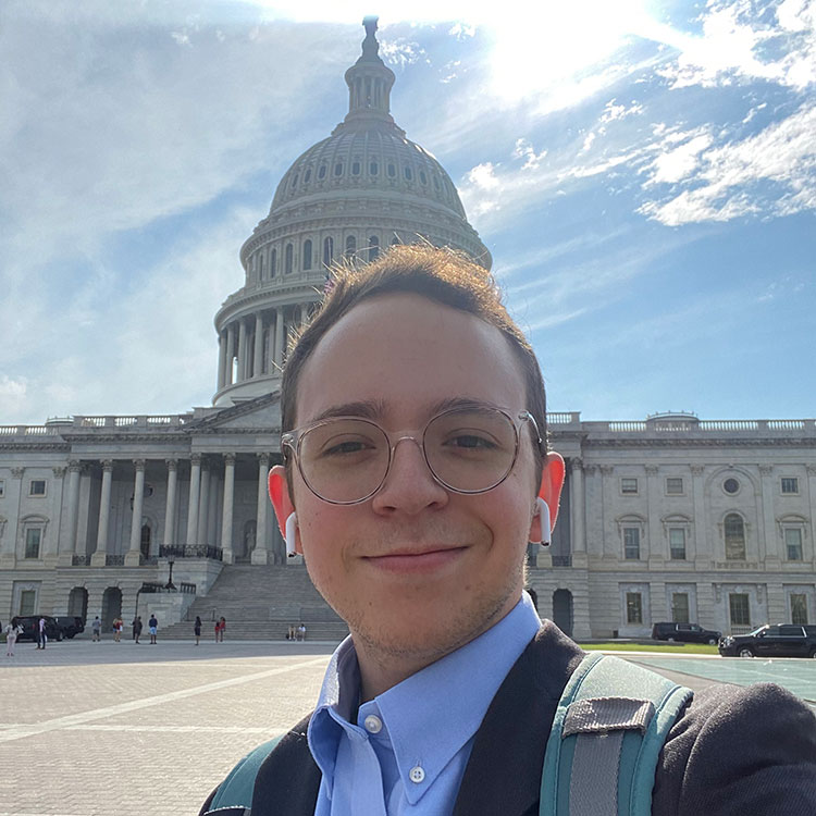 Xavier Stambaugh posing for a photo at the Capitol