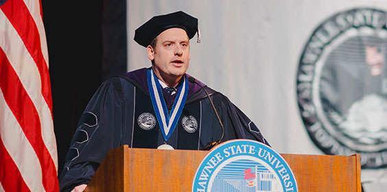 Eric Andrew Braun at commencement ceremony