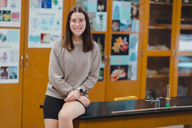 Macy Wright in Chemistry lab