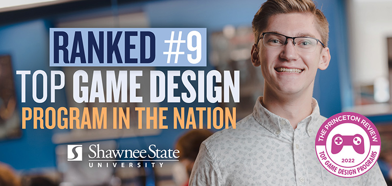 graphic with the text "Ranked Number 9 Top Game Design Program in the Nation"