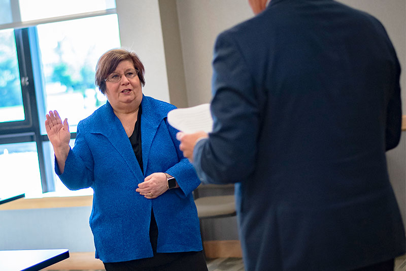 Image of Dr. Brenda Haas being sworn in