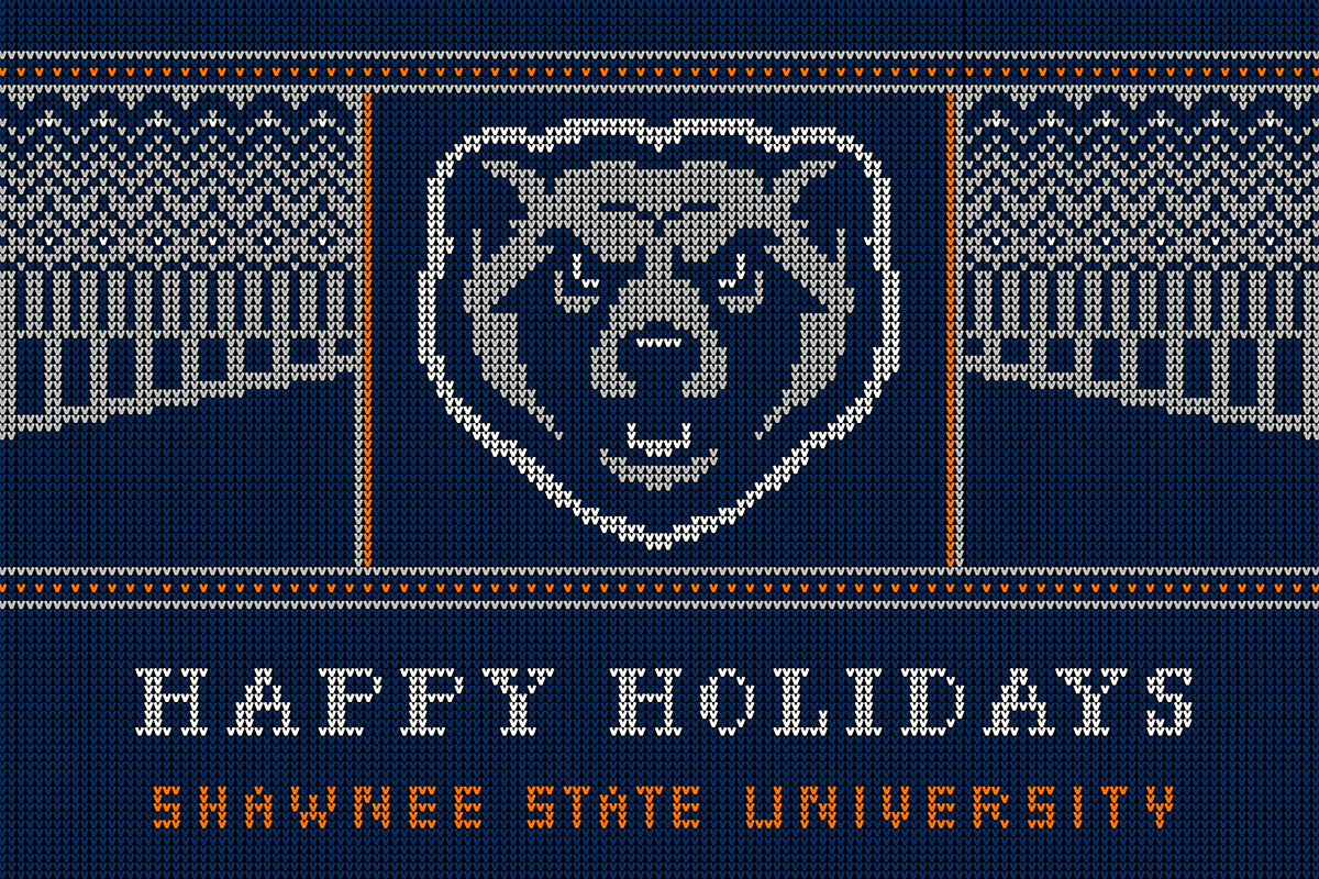 Happy Holidays graphic featuring Bear logo