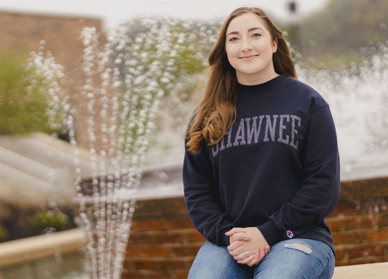 young woman on campus