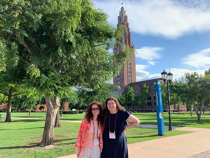 picture of two people on college campus