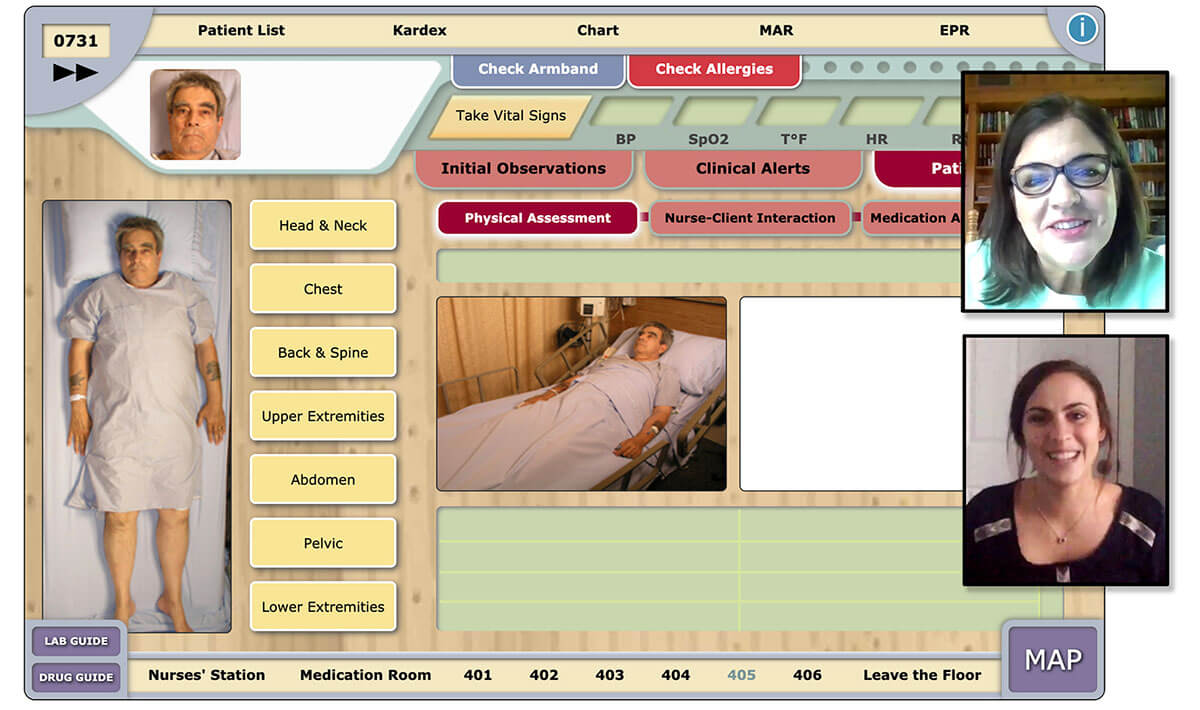 screen shot of virtual clinical software