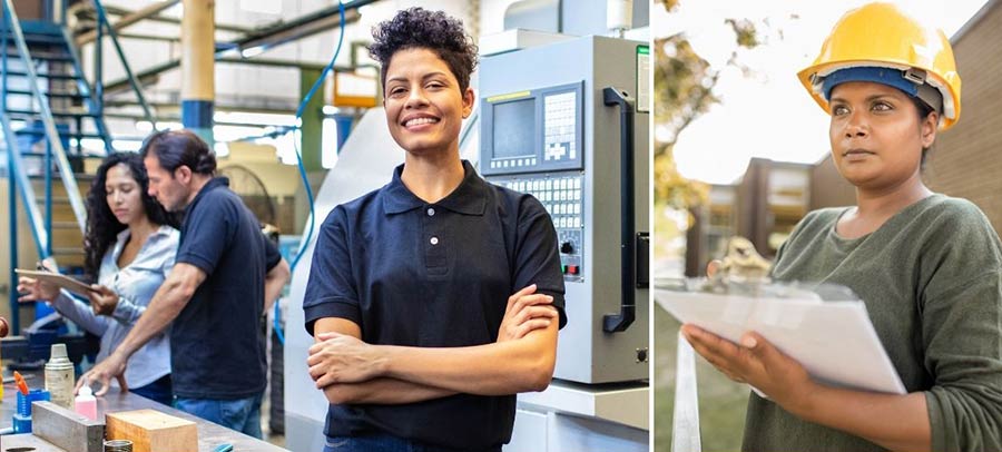 pictures of women working in manufacturing jobs