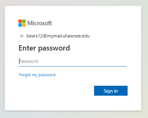 MyMail Sign-in User Interface Screenshot