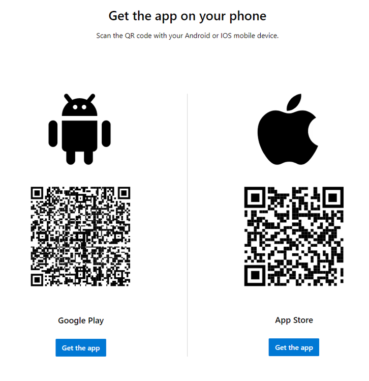 Microsoft Authenticator App Store QR Codes Screenshot