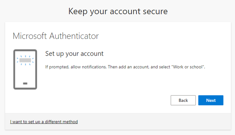 Microsoft Authenticator Set up User Interface Screenshot