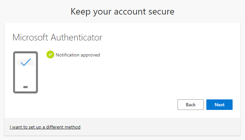 Microsoft Authenticator Done User Interface Screenshot