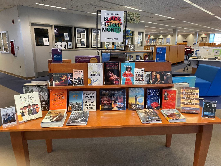 Black History Month display in the library