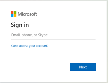 screenshot of Microsoft sign-in GUI