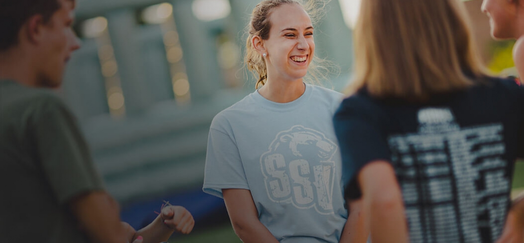 Students laughing in a group