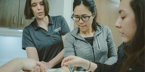 students in a lab receiving instruction