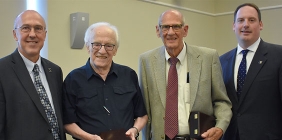 SSU President Jeff Bauer, Mr. Jim Kricker, Dr. Jim Kadel, and SSU Vice President for Advancement & Enrollment Management Eric Braun