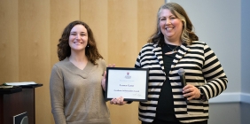 Lauren Carter receiving award at ceremony