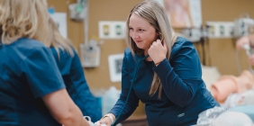 Respiratory Therapy student in lab