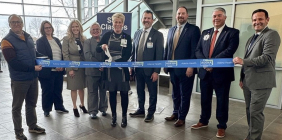 representatives from Adena Heath, Shawnee State University, and Pickaway-Ross Career & Technology Center cutting ceremonial ribbon