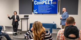 Amanda Hedrick, Director of the Kricker Innovation Hub, presenting at ComPEET partnership event