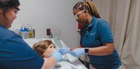 SSU Nursing student in lab
