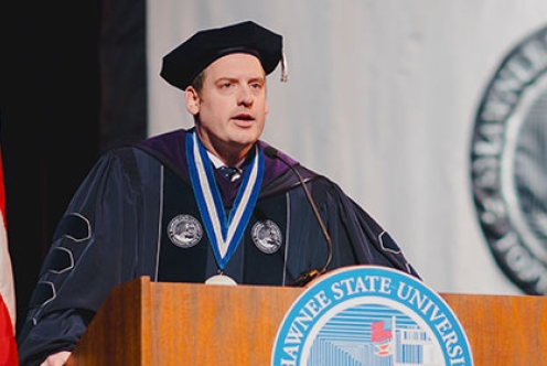 Eric Andrew Braun at commencement ceremony